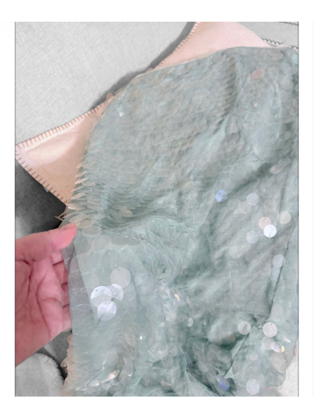 STAUD Strapless Sequin Column Dress in Mint Green - Picture 10 of 15